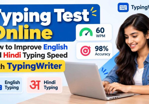 TypingTestOnline Student taking a Hindi typing test online with TypingWriter typing software