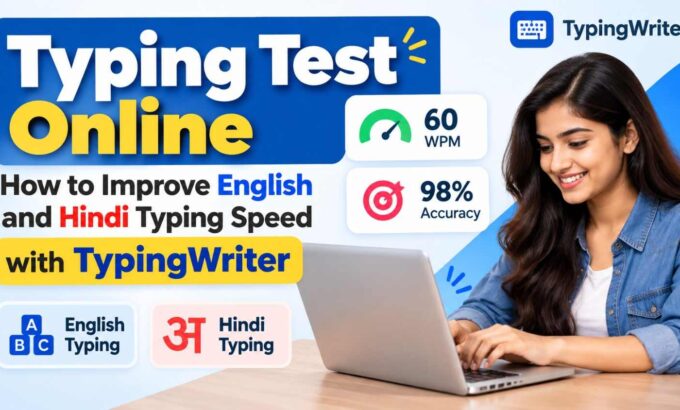TypingTestOnline Student taking a Hindi typing test online with TypingWriter typing software